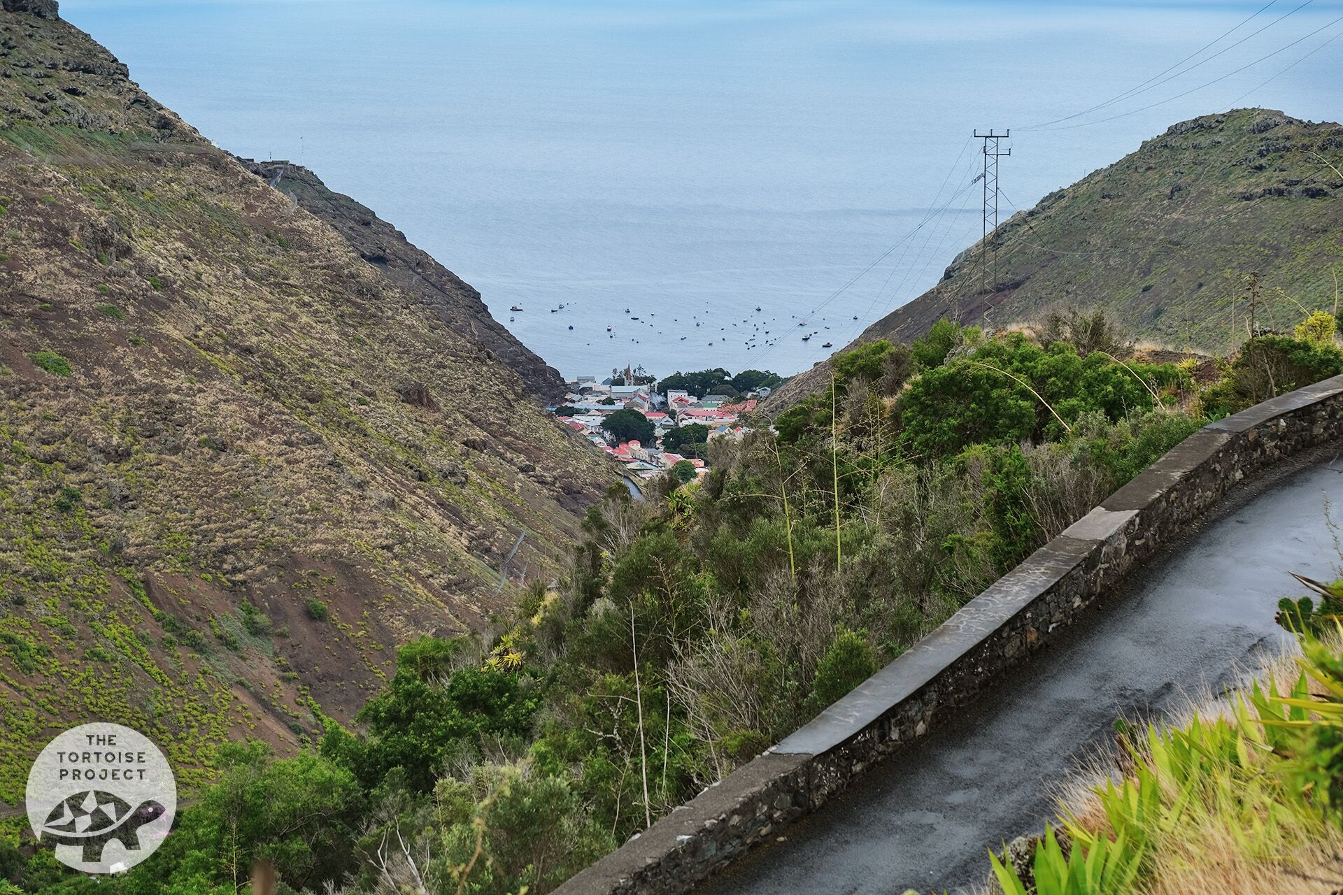 Saint Helena. A look into Jamestown from the switchback road above.